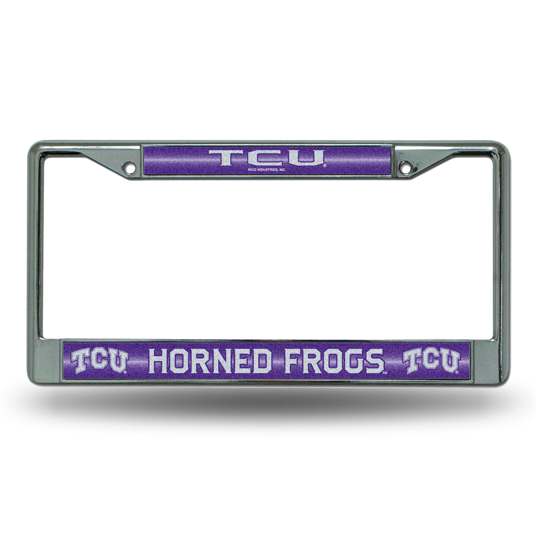 TCU Horned Frogs Bling Chrome License Plate Frame 
