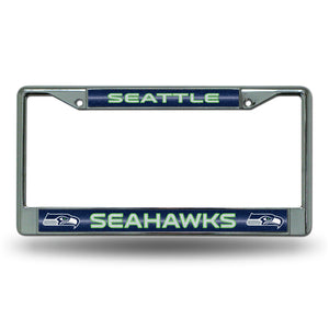 Seattle Seahawks Bling Chrome License Plate Frame 