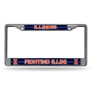 Illinois Fighting Illini Bling Chrome License Plate Frame 