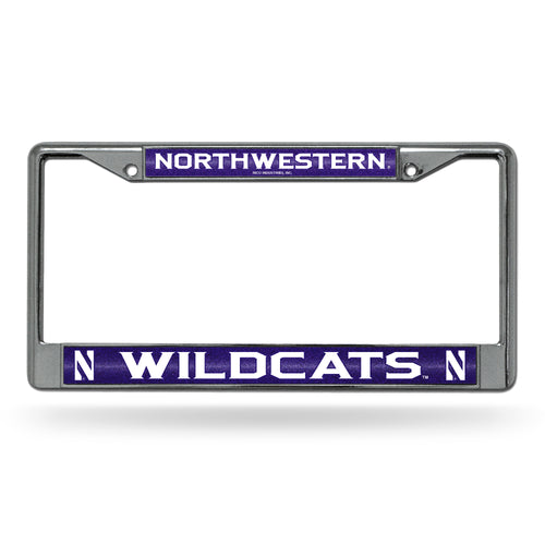 Northwestern Wildcats Bling Chrome License Plate Frame 