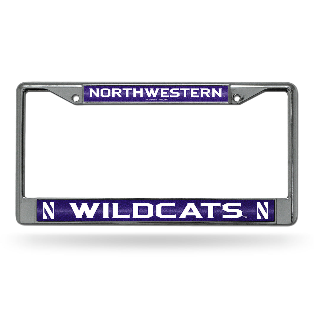 Northwestern Wildcats Bling Chrome License Plate Frame 