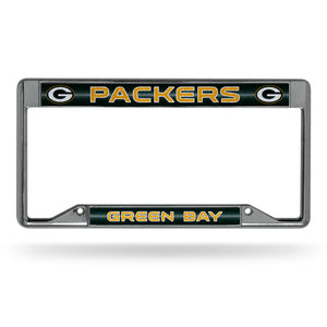 Green Bay Packers Inverted Bling Chrome License Plate Frame 