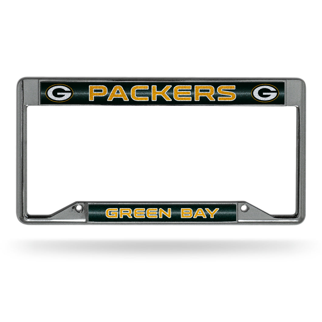 Green Bay Packers Inverted Bling Chrome License Plate Frame 