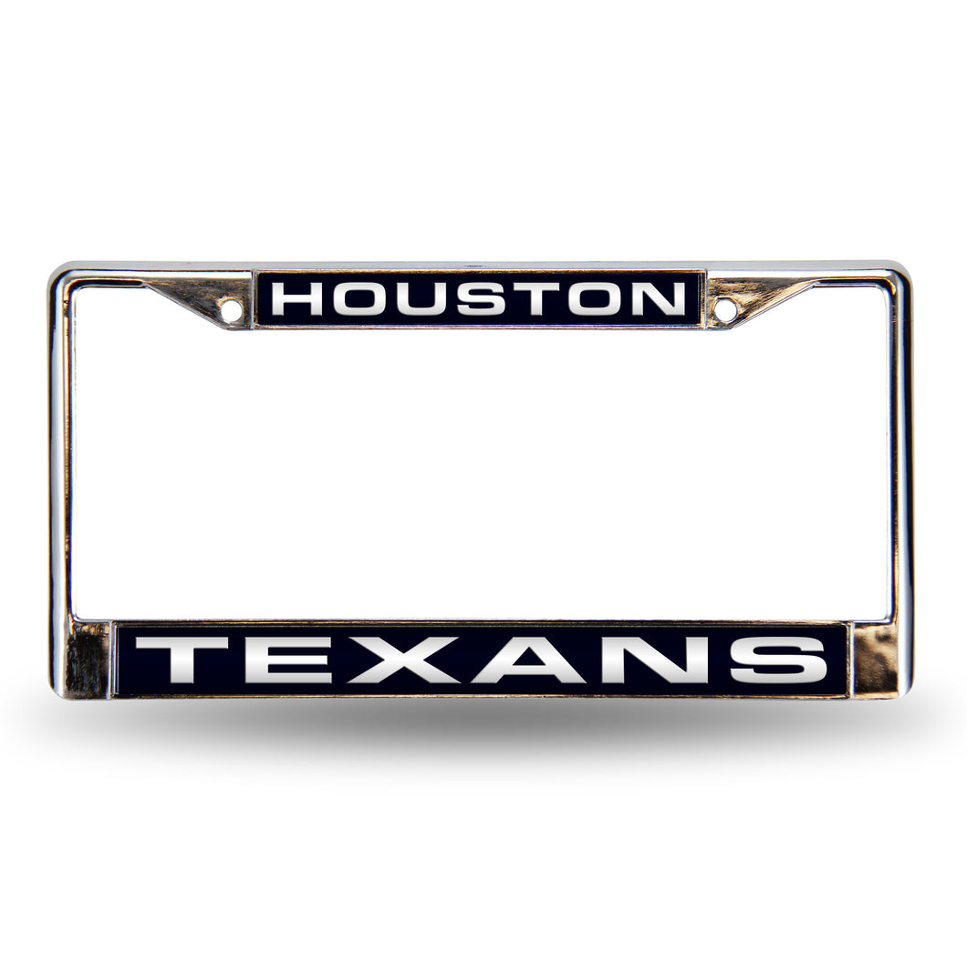 Houston Texans Blue Laser Chrome License Plate Frame 
