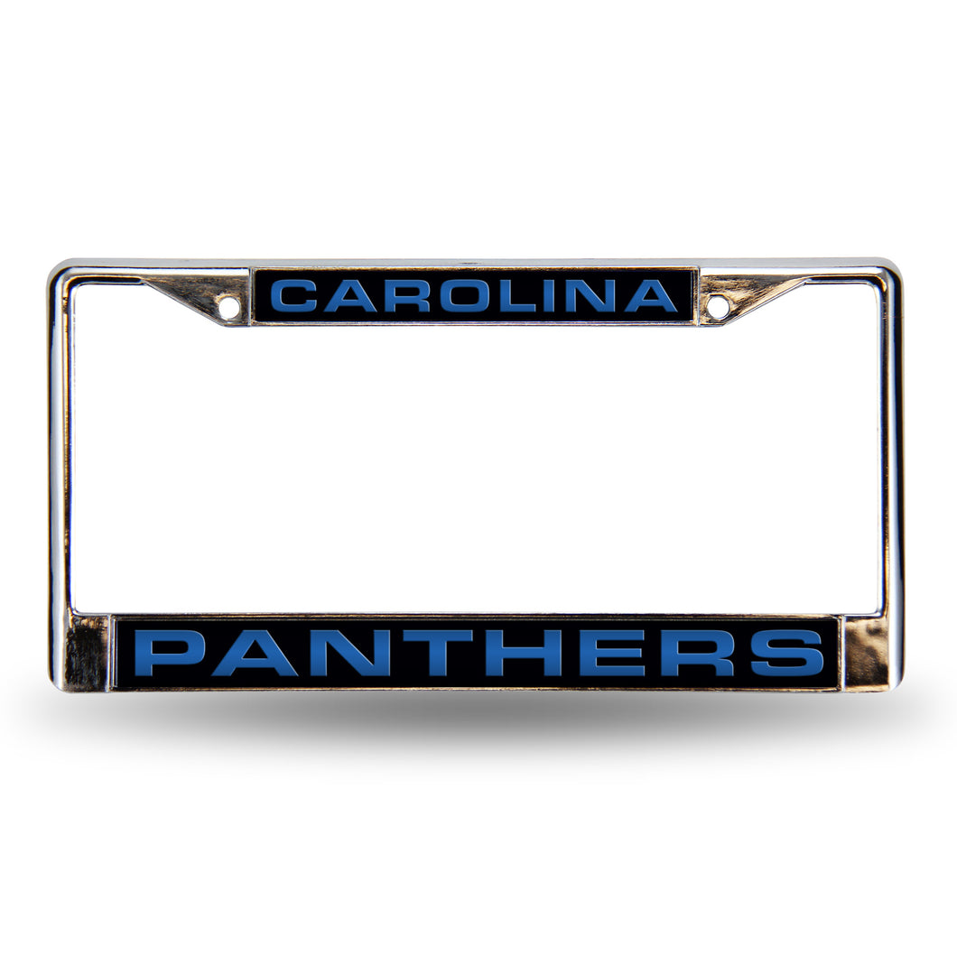 Carolina Panthers Black Laser Chrome License Plate Frame 