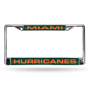 Miami Hurricanes Green Laser License Plate Frame