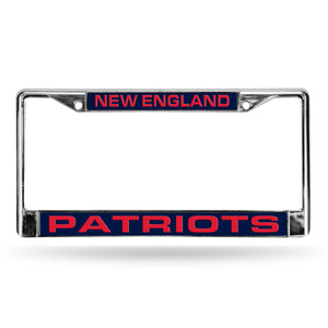 New England Patrios Blue Laser Chrome License Plate Frame 