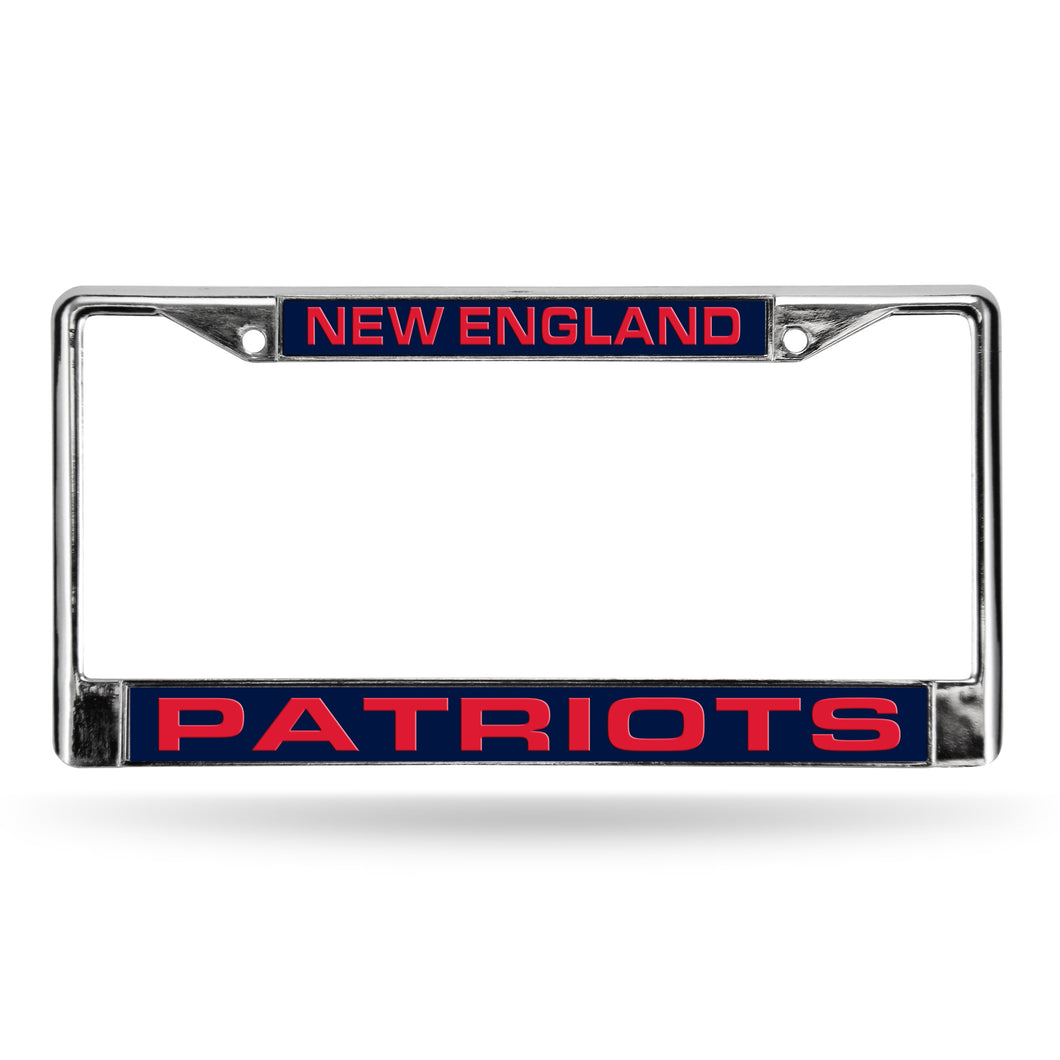 New England Patrios Blue Laser Chrome License Plate Frame 