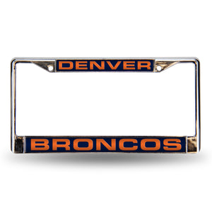 Denver Broncos Blue Laser Chrome License Plate Frame 