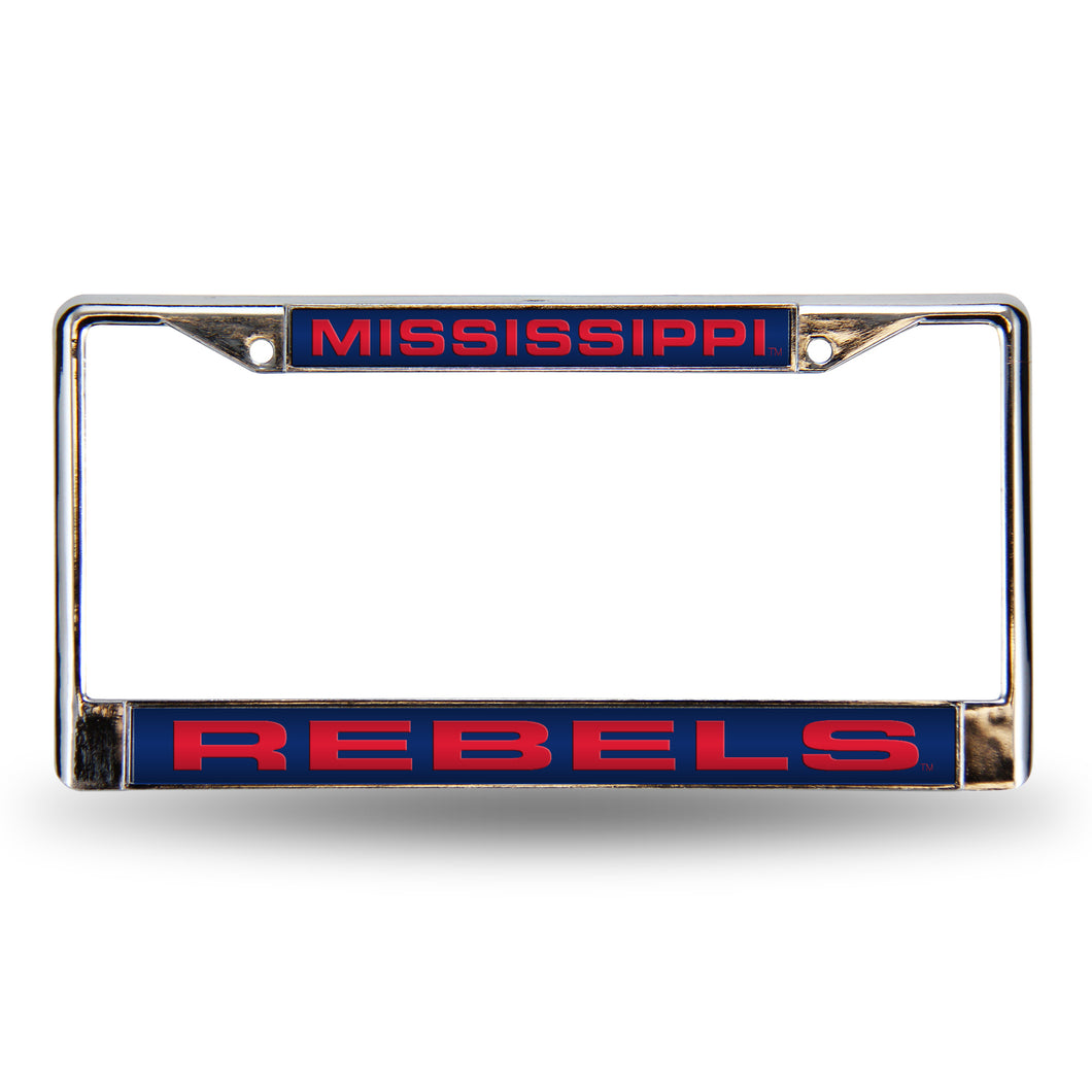 Ole Miss Rebles Blue Laser License Plate Frame
