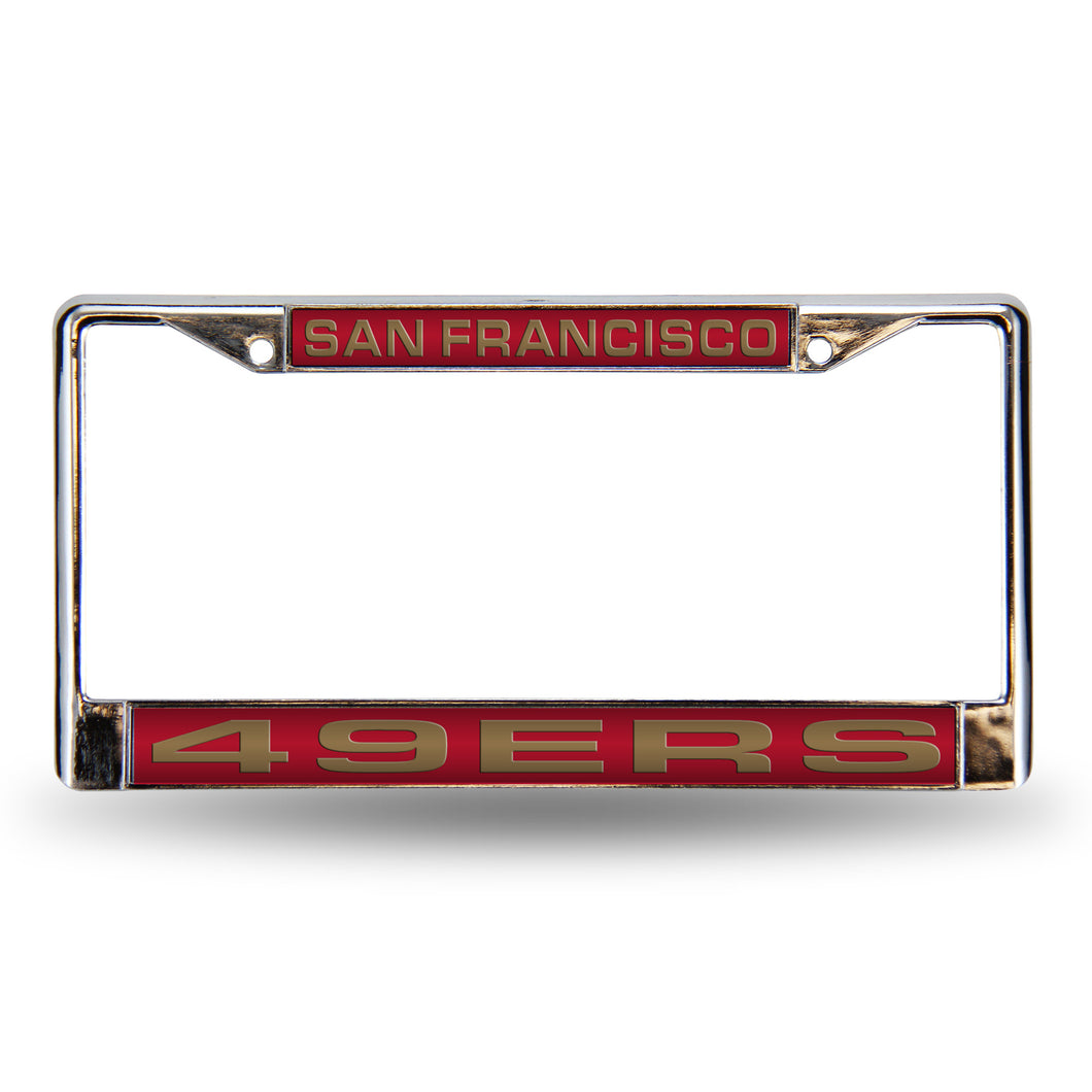 San Francisco 49ers Red Laser Chrome License Plate Frame 