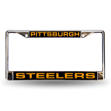 Pittsburgh Steelers  Black Laser Chrome License Plate Frame 