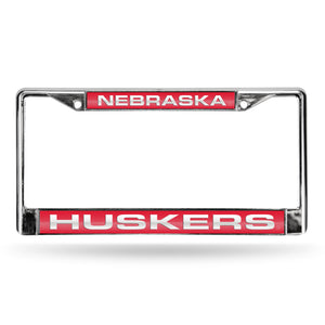 Nebraska Cornhuskers Red Laser Chrome License Plate Frame