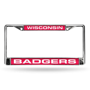 Wisconsin Badgers Red Laser Chrome License Plate Frame