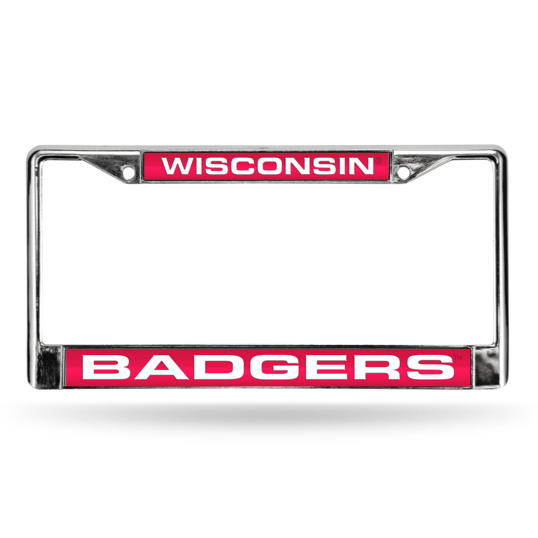 Wisconsin Badgers Red Laser Chrome License Plate Frame