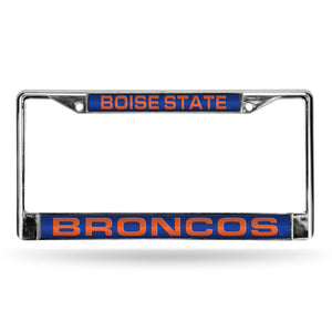 Bosie State Blue Laser Chrome License Plate Frame