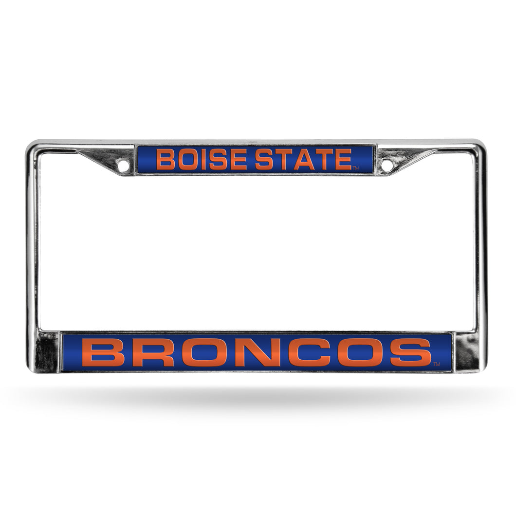 Bosie State Blue Laser Chrome License Plate Frame