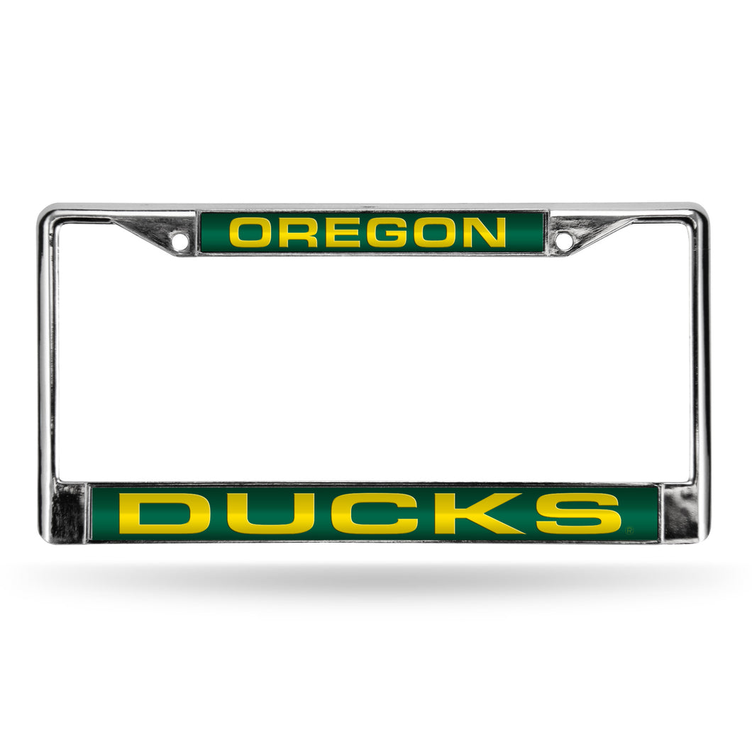 Oregon Ducks Green Laser Chrome License Plate Frame