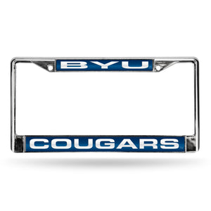 BYU Cougars Blue Laser Chrome License Plate Frame