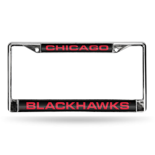 Chicago Blackhawks Red Laser Chrome License Plate Frame