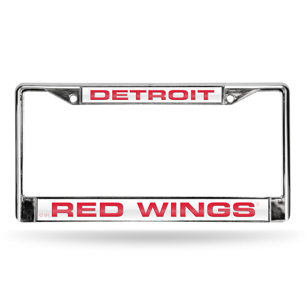 Detroit Red Wings White Laser Chrome License Plate Frame