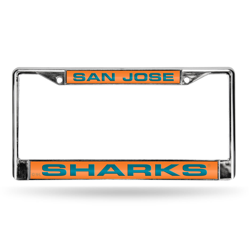 San Jose Sharks Orange Laser Chrome License Plate Frame