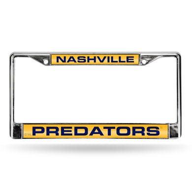 Nashville Predators Yellow Laser Chrome License Plate Frame