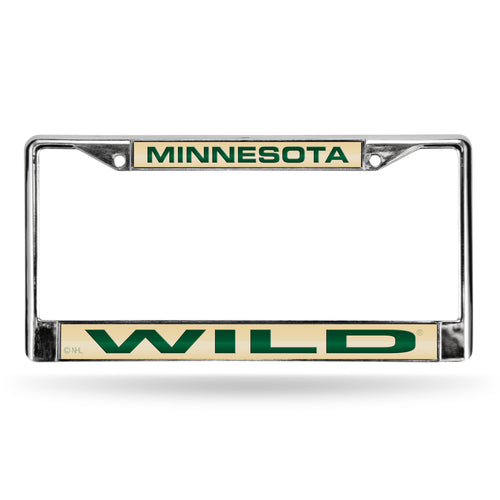 Minnesota Wild Tan Laser Chrome License Plate Frame