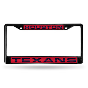 Houston Texans Black Laser Chrome License Plate Frame 