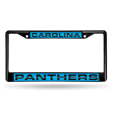 Carolina Panthers Black Laser Chrome License Plate Frame