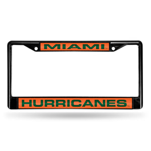 Miami Hurricanes Black Laser Chrome License Plate Frame