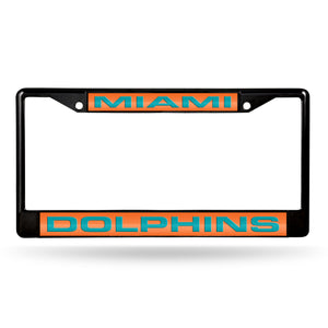 Miami Dolphins Black Chrome License Plate Frame