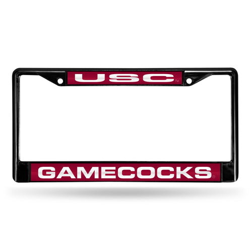 South Carolina Gamecocks Black Laser Chrome License Plate Frame
