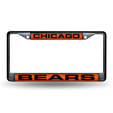 Chicago Bears Black Laser Chrome License Plate Frame 