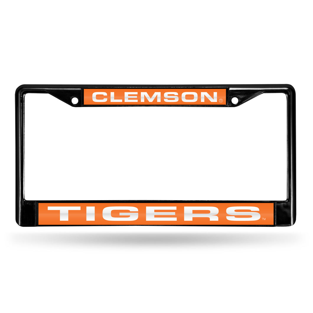 Clemson Tigers Black Laser Chrome License Plate Frame