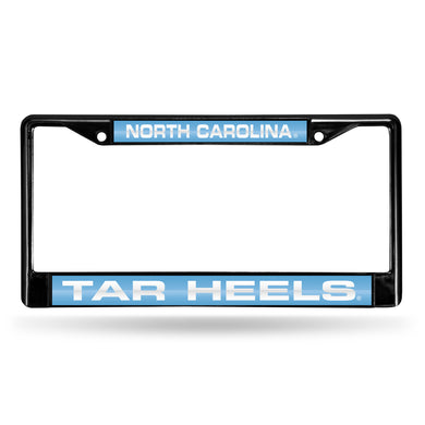 North Carolina Tar Heels Black Laser Chrome License Plate Frame