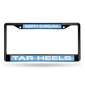 North Carolina Tar Heels Black Laser Chrome License Plate Frame