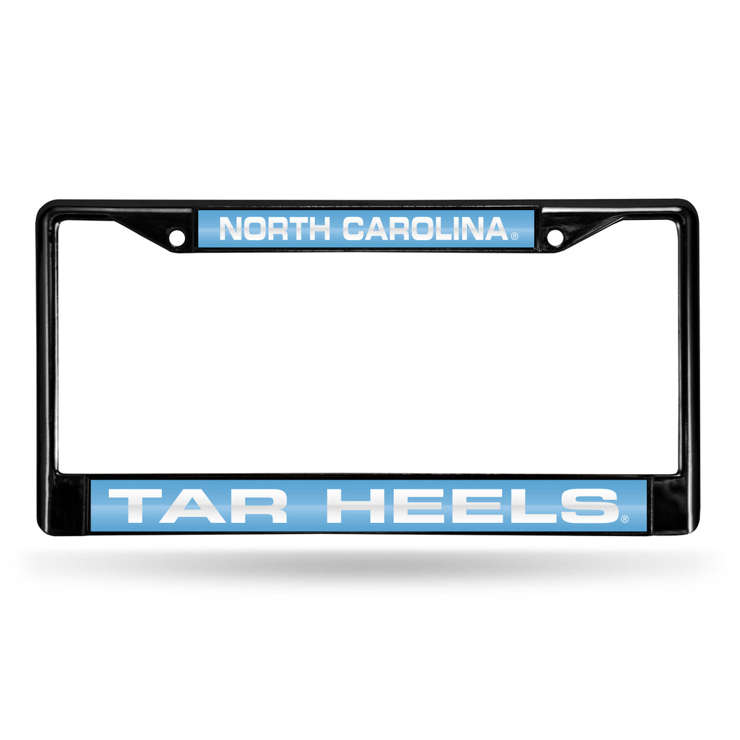 North Carolina Tar Heels Black Laser Chrome License Plate Frame