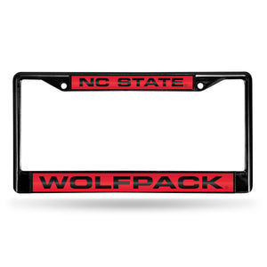 NC State Black Laser Chrome License Plate Frame