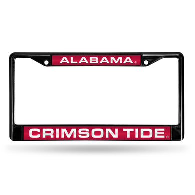 NCAA fan gear Alabama Crimson Tide black and red chrome license plate frame from Sports Fanz