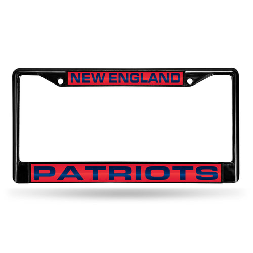 New England Patriots Black Laser Chrome License Plate Frame 
