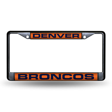 Denver Broncos Black Laser Chrome License Plate Frame 