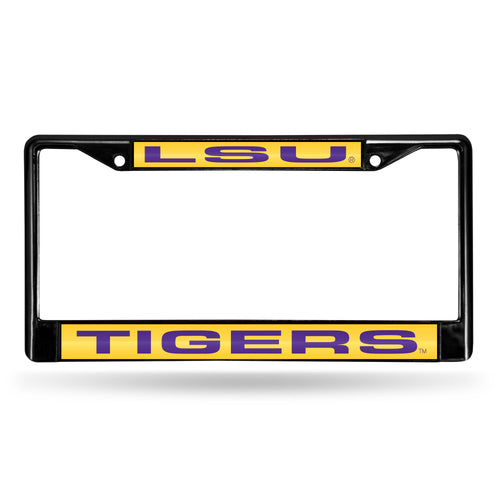 LSU Tigers Black Laser Chrome License Plate Frame