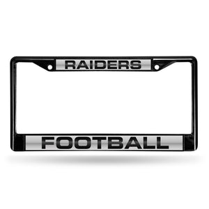 Oakland Raiders Black Laser Chrome License Plate Frame 