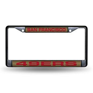 San Francisco 49ers Black Laser Chrome License Plate Frame 
