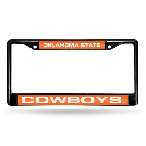 Oklahoma State Cowboys Black Laser Chrome License Plate Frame
