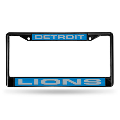 Detroit Lions Black Laser Chrome License Plate Frame 
