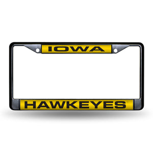 Iowa Hawkeyes Black Laser Chrome License Plate Frame