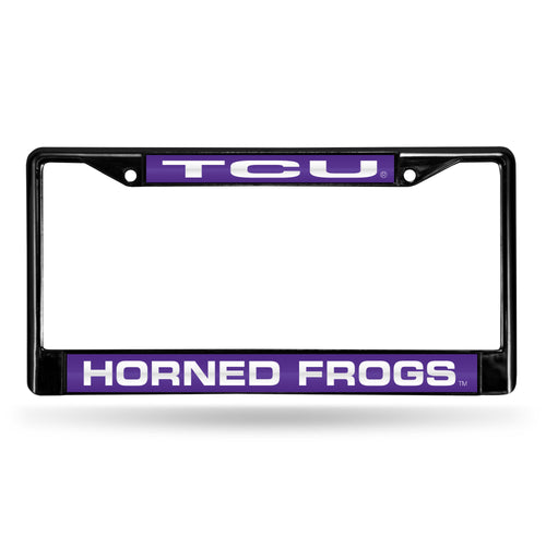TCU Hornedfrogs Black Laser Chrome License Plate Frame