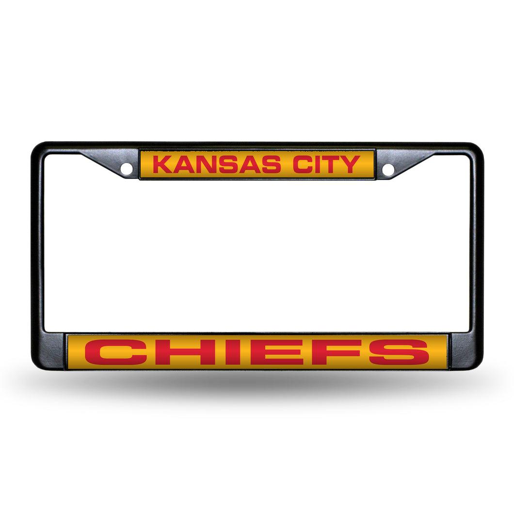 Kansas City Chiefs Black Laser Chrome License Plate Frame 